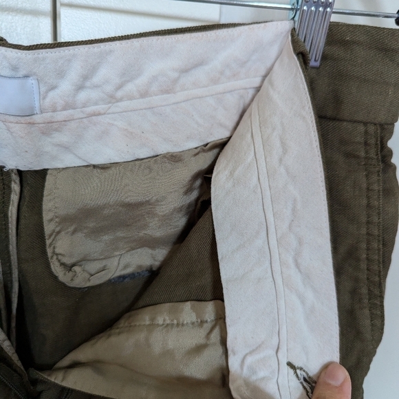 Reiss linen blend pants olive green sz 8 - Picture 11 of 12